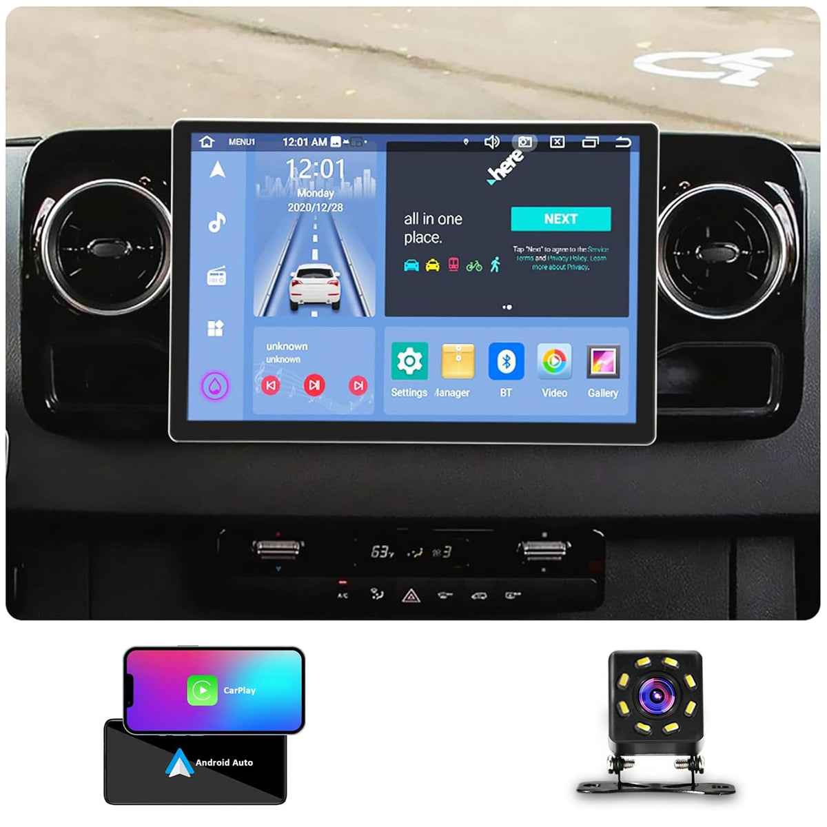 13.3 Inch Touchscreen Car Stereo Radio for Mercedes-Benz Sprinter 2018 2019 2020 2021 2022, Supports Bluetooth, GPS, CarPlay, Android Auto, Reverse Camera(Size:8 Core 2+32 G)