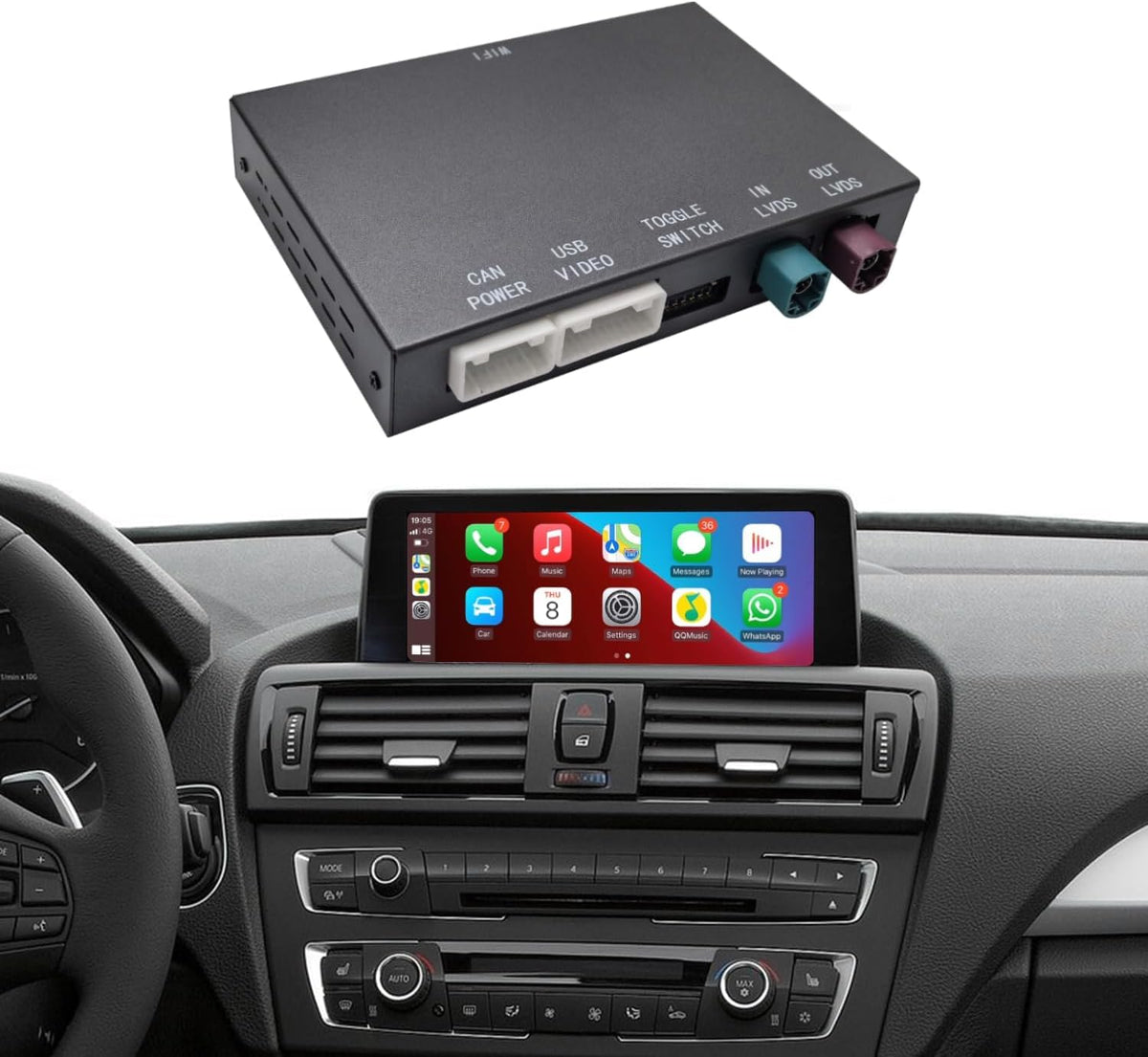Wireless CarPlay Android Auto Interface Decoder for BMW EVO ID5/ID6 System