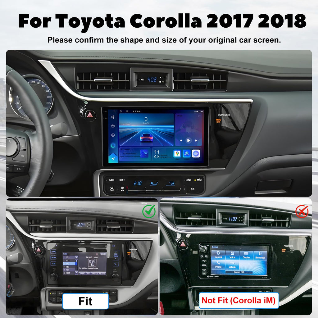 2+64GB 9 Inch Car Stereo for Toyota Corolla 2017-2018 CarPlay