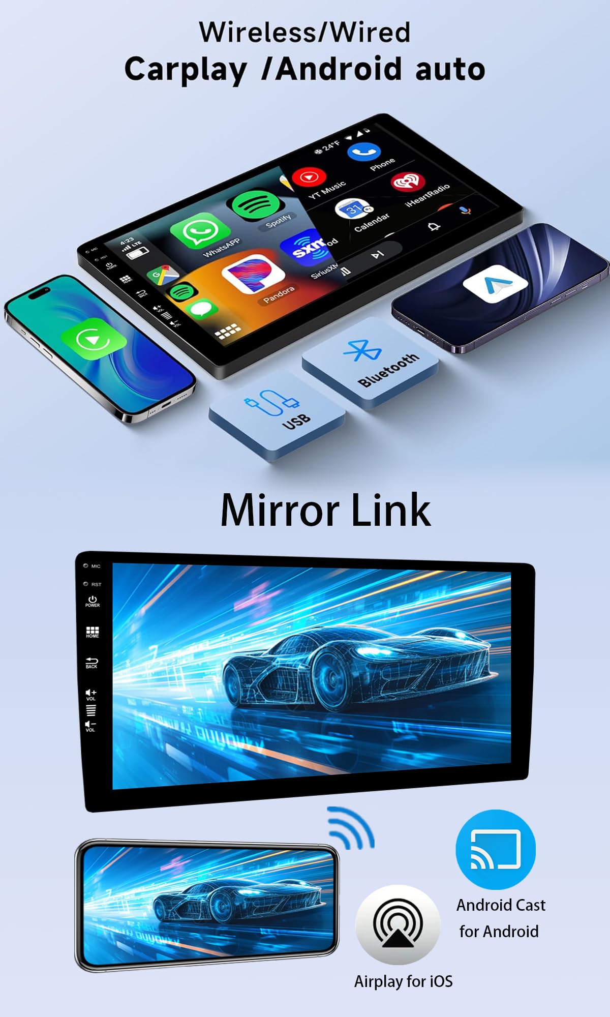 [6+128GB] Keconsing 9" Android 14 Autoradio for Ford Mustang Radio 2015 2016 2017 2018 2019 2020 Radio Stereo Carplay, Wireless Car Play GPS Auto Navi Screen Bluetooth Navigation Player