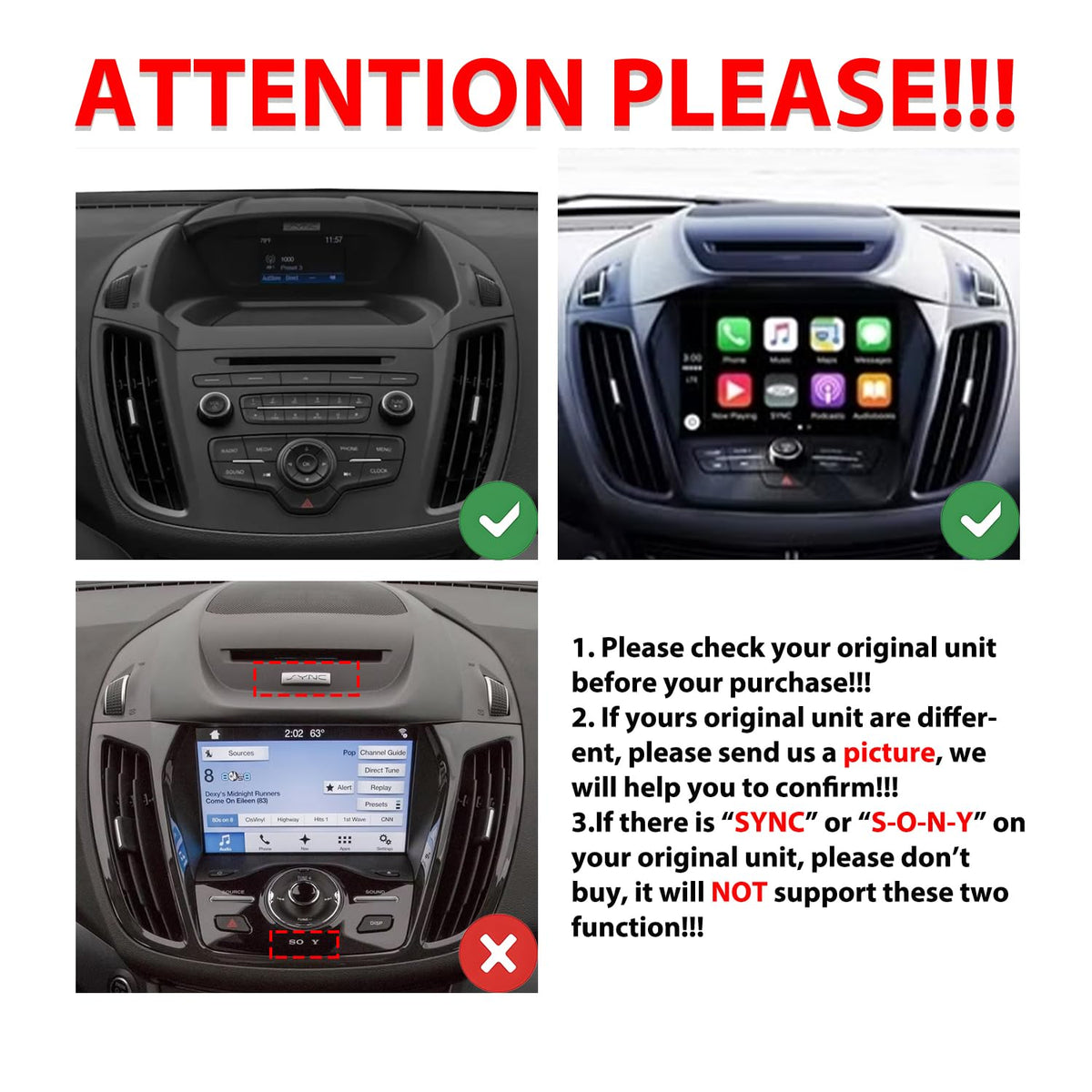 [4G 64G] Android Car Stereo FM Radio Carplay Android Auto 9" Touchscreen Headunit Media Player with Backup Camera for Ford Kuga Escape C-max 2013 2014 2015 2016 2017