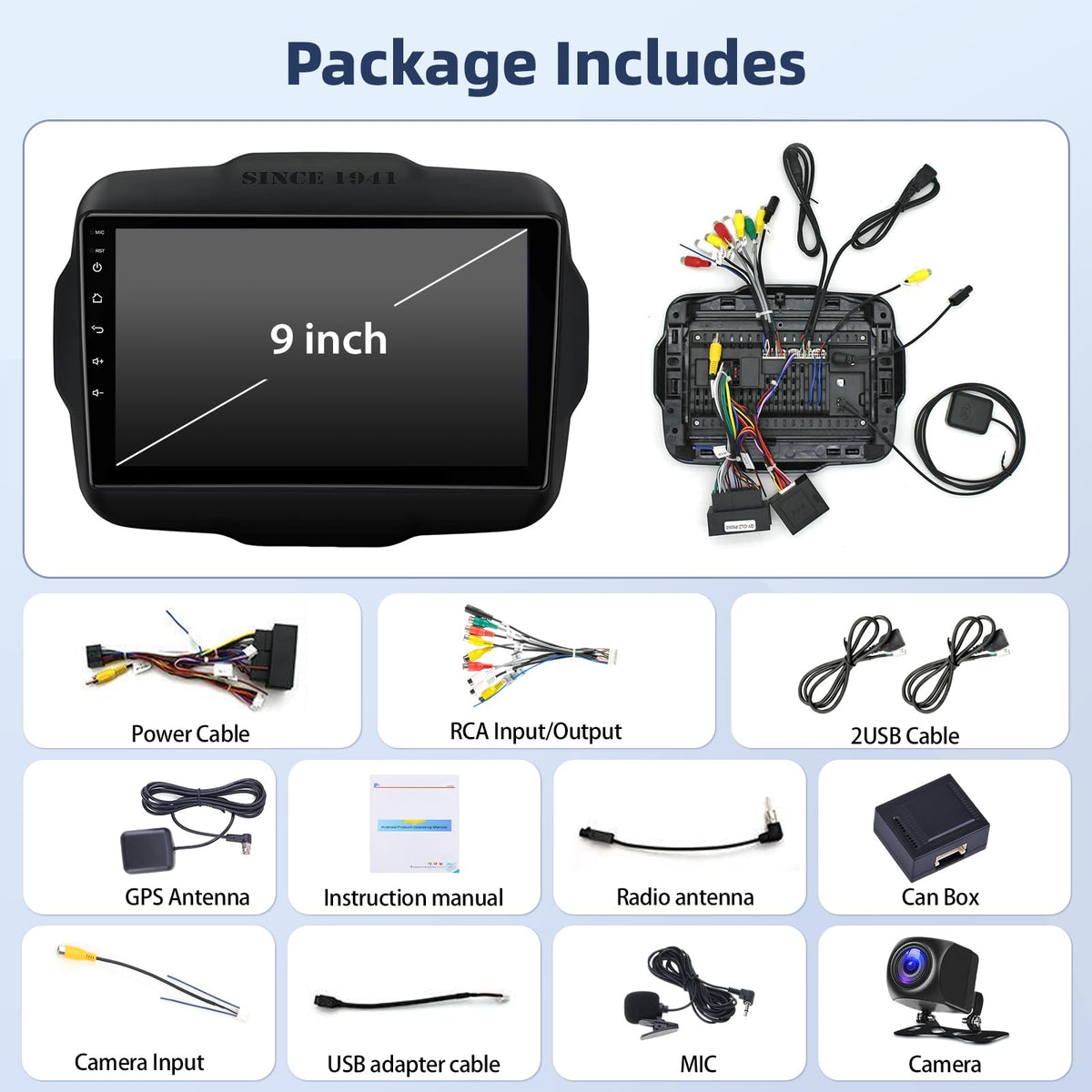4Core+64G Android Car Radio for Jeep Renegade 2015 2016 2017 2018 2019 2020