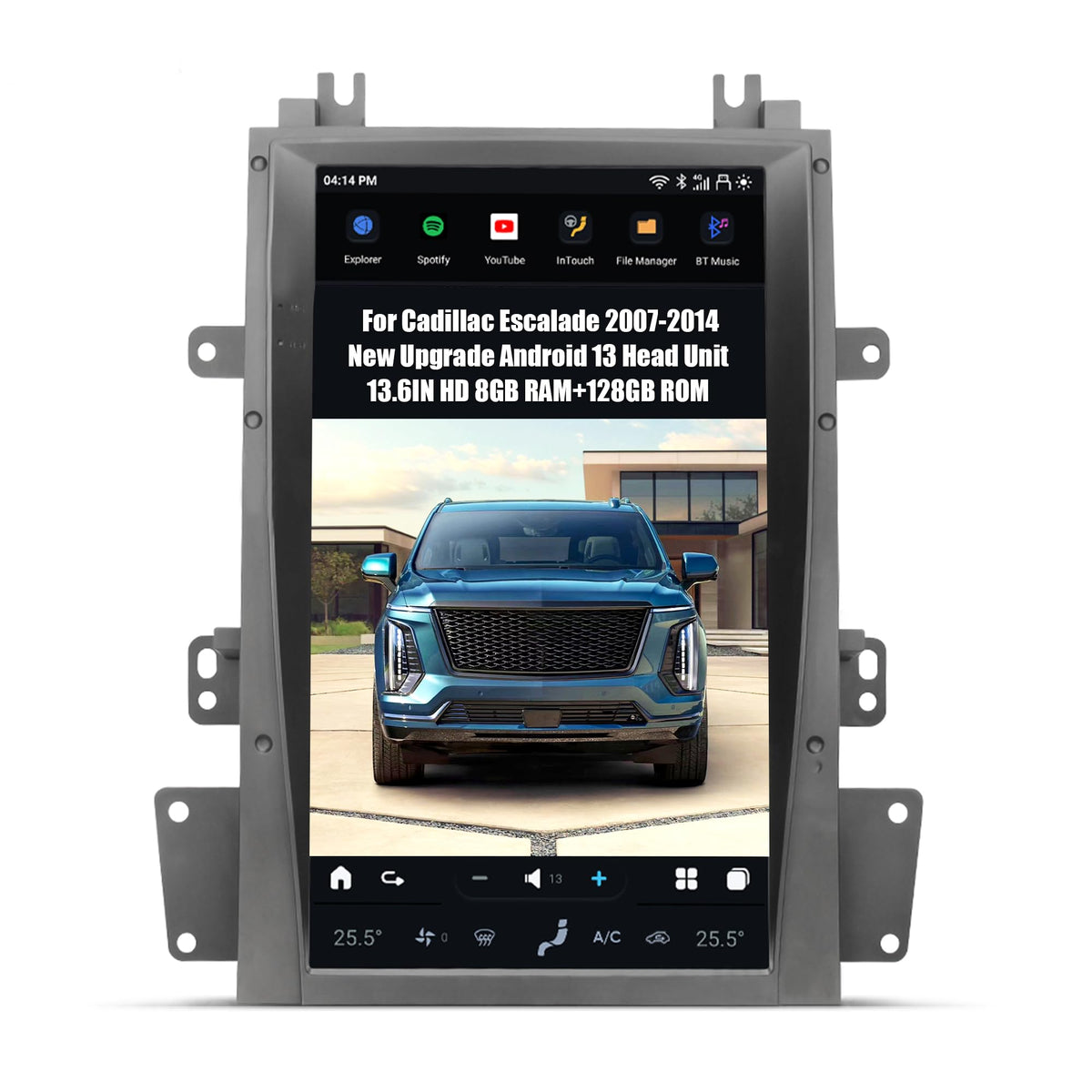 AUCARTUO AuCar Android 13 Car Radio 13.6 Inch Touch Screen Head Unit for Cadillac Escalade 2007-2014 Car Multimedia Stereo Video Player GPS Navigation Wireless Carplay & Android Auto 8+128GB