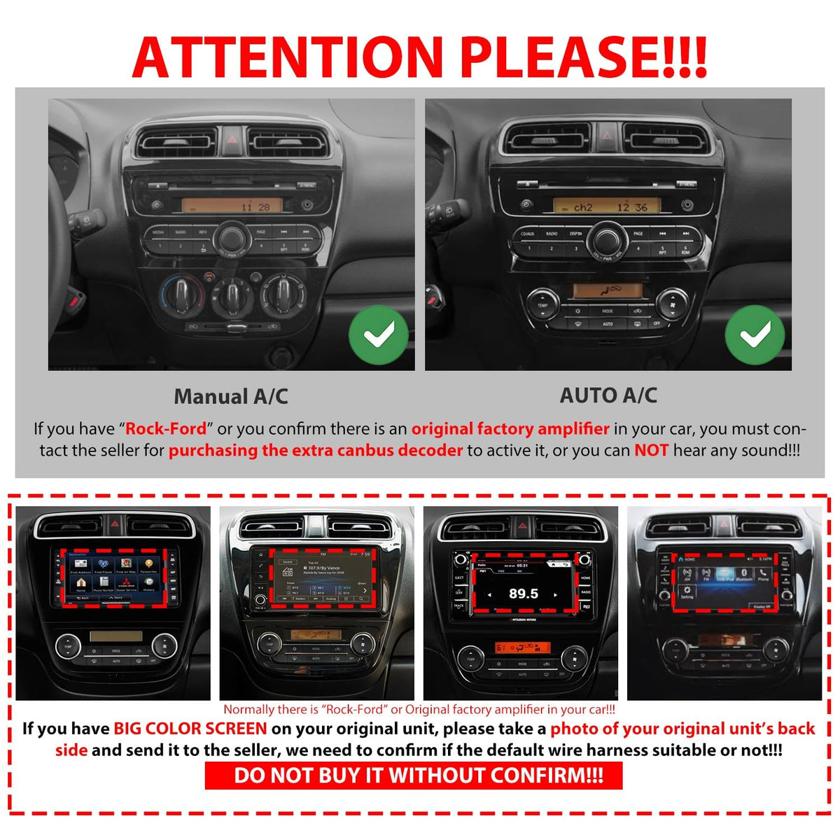 for Mitsubishi Mirage 2012-2025 Car CarPlay Android Auto Navigation Stereo GPS Radio Reverse Camera Display 9" IPS Touchscreen Headunit Tablet Pad Media Player, if Applicable Quad Core 4G+64G