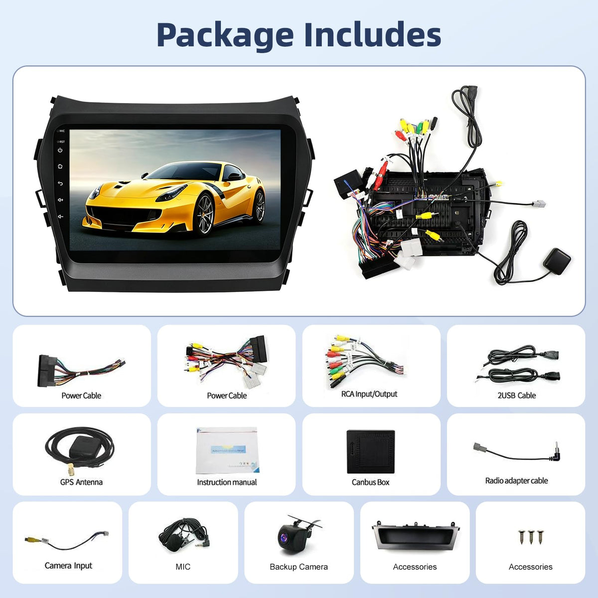4Core+64G Android 15 Car Radio for Hyundai Santa Fe 2013-2018