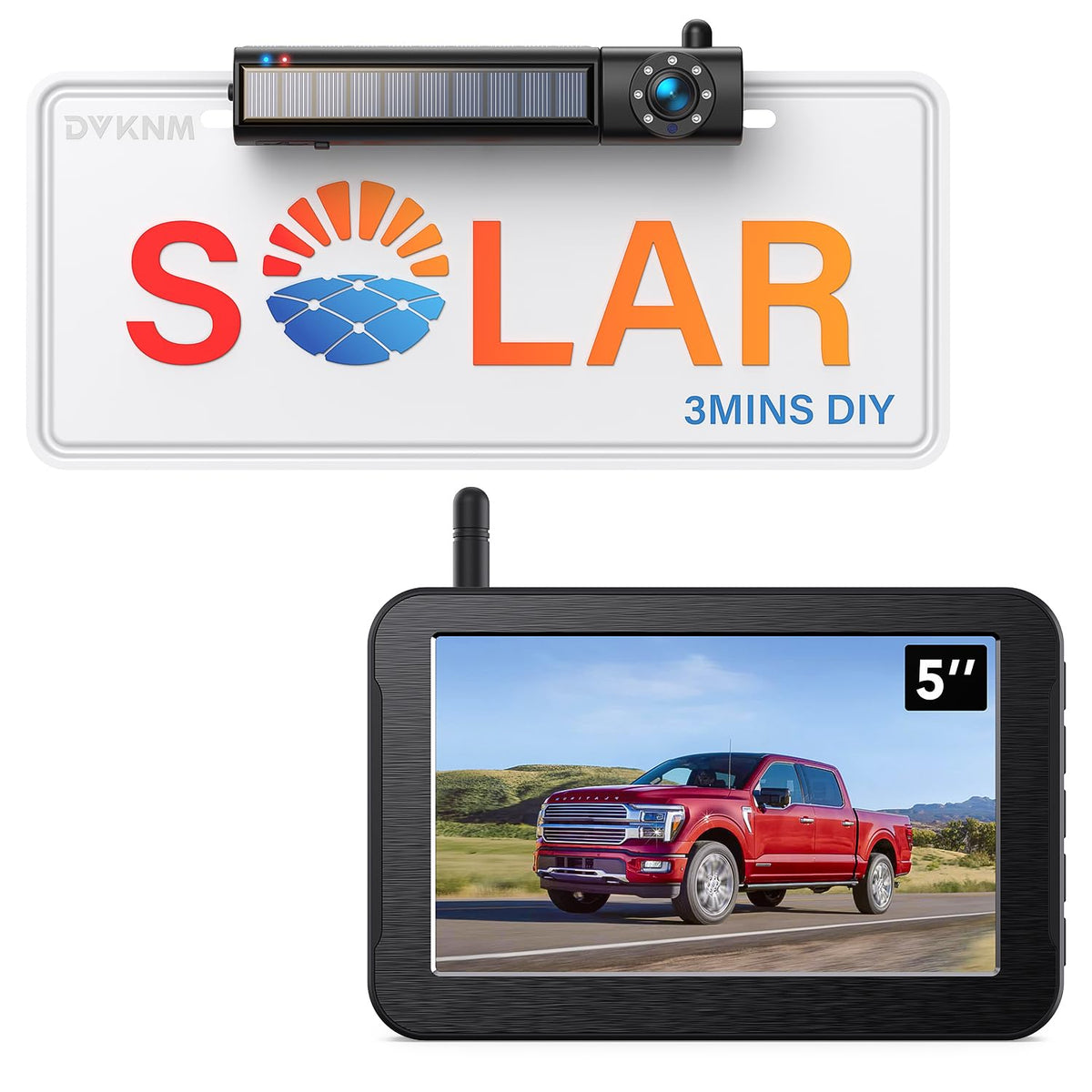 2 Magnetic Solar Wireless Backup Cameras 7" Touchscreen IPS Monitor