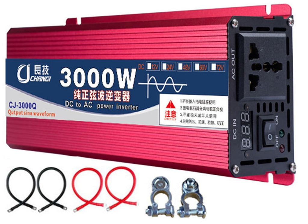 Upgraded high Power 6000W 8000W 10000W 12000W 16000W Pure Sine Wave Power Inverter 12V 24V 48V DC to 110V 220V AC Converter with LED Display for Car/RV Home Solar System(12000W,24vto220V)