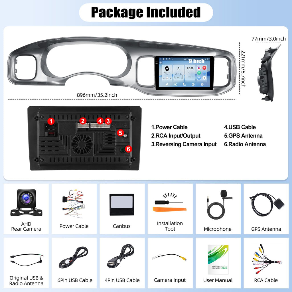 4G+64G Android Car Stereo for Dodge Charger 2011 2012 2013 2014 Car Radio with Wireless Carplay Android Auto 9 Inch Touch Screen Head Unit Replacement Backup Camera WiFi GPS FM RDS Bluetooth