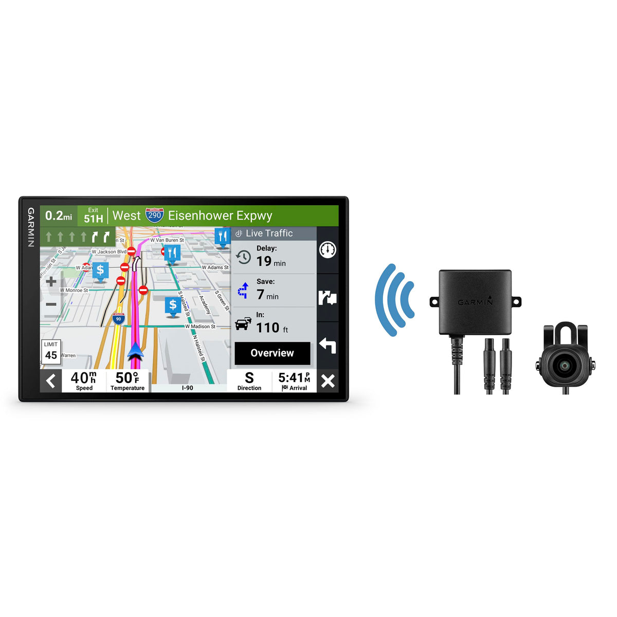 Garmin DriveSmart 86 8-inch Bright Crip Glass Screen Car GPS Navigator (010-02471-00) Bundle with BC 30 Wireless Backup Camera (Renewed)