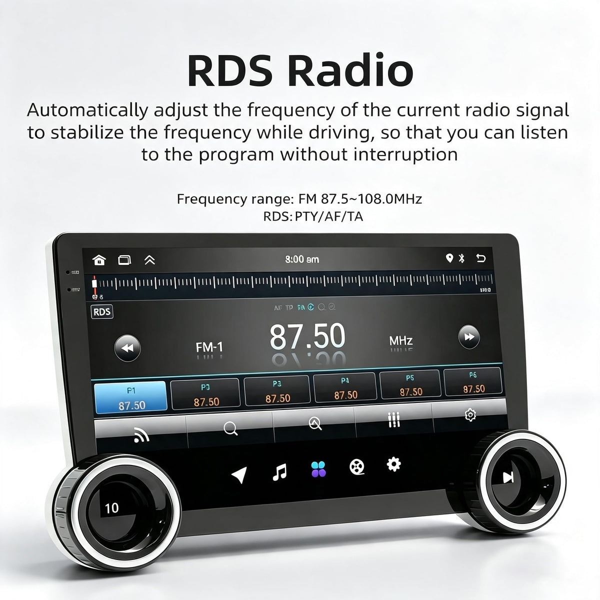 10.1in Double-Knob Touchscreen Android 13 Car Stereo Radio for Honda Civic 2016-2020 (2G+64G) with Wireless CarPlay, Android Auto, Mirror Link, Bluetooth, FM, GPS Navigation, WiFi, HiFi Function, SWC