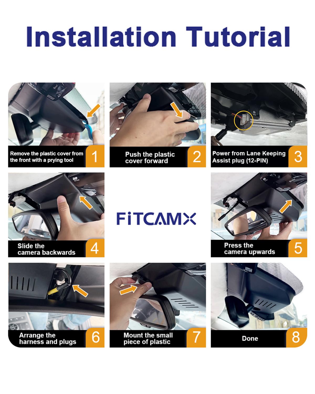 Fitcamx Front 4K+Rear 1080P Dash Cam Adapts for Hyundai IONIQ 5 2022-2024, Has 6 Vents (contained 2 Cables), OEM Look, 2 Way HD Video, WiFi & APP, Loop Recording, G-Sensor, Easy to Set, 128GB Card