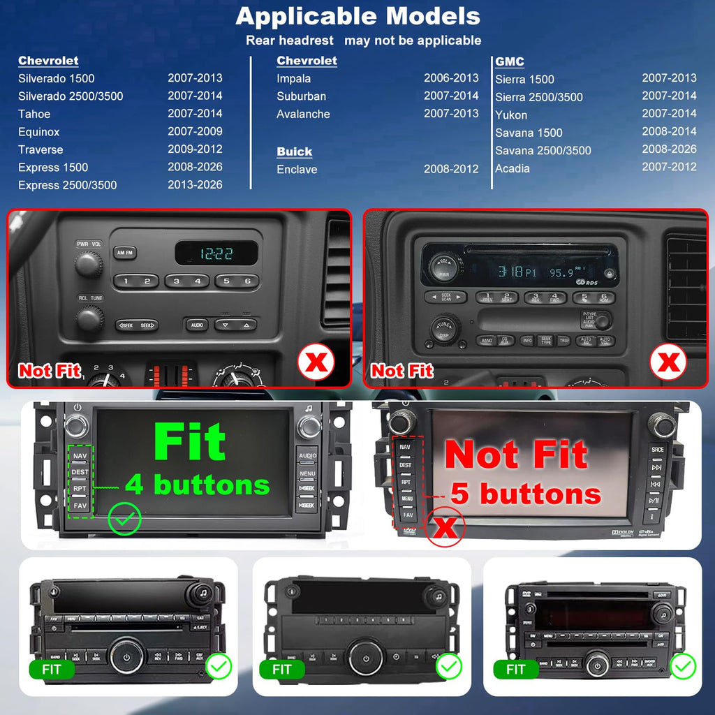 4+64G Car Radio for Chevrolet Chevy Silverado 2007-2013 GMC Sierra Yukon