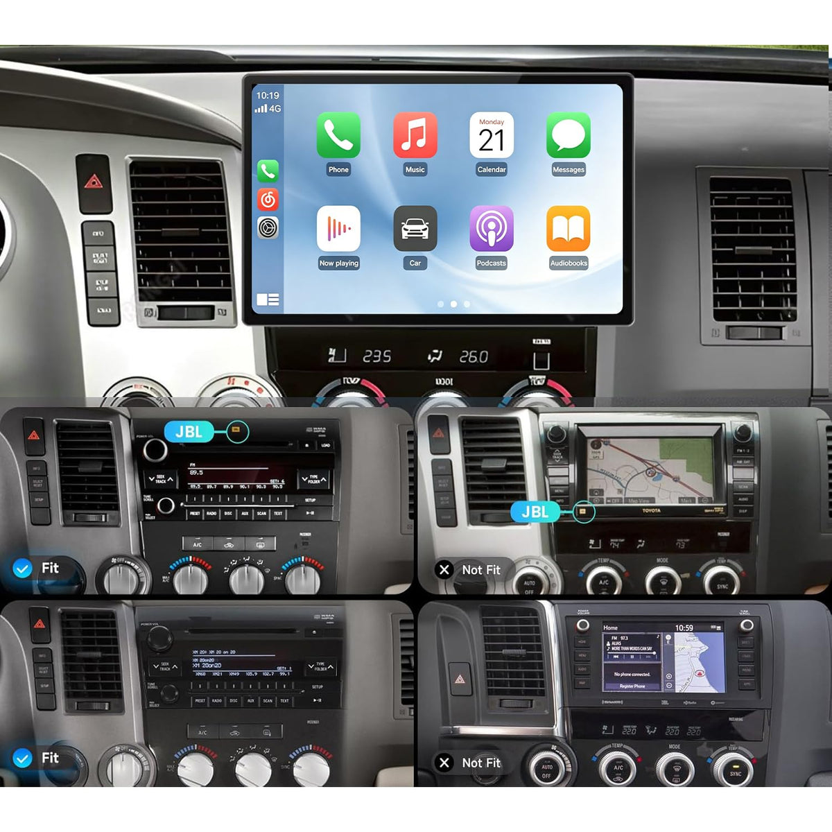 13'' 2K Android Car Radio for 【Toyota Tundra 2008 2009 2010 2012 2013】 Stereo, 1920 * 1200P Touch Screen for Car Stereo with Carplay Android Auto Bluetooth GPS WiFi FM 4+64G