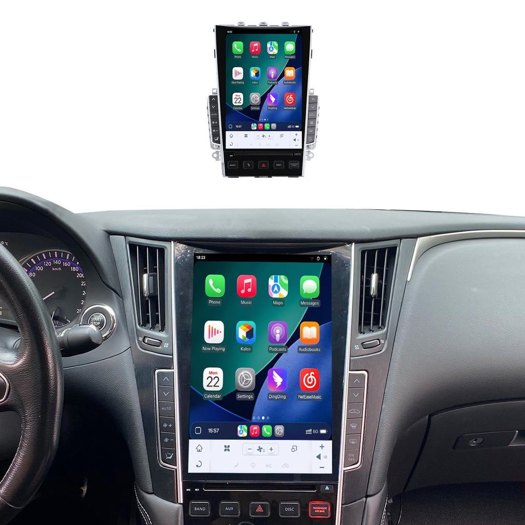 12.1" Vertical Screen Android 15 Head Unit for Infiniti Q50 2013-2019 Foforfor 7862 Up to 8+256GB Car Radio with Wireless CarPlay Android Auto DSP SWC Hi-Fi Audio WiFi (6+128GB)