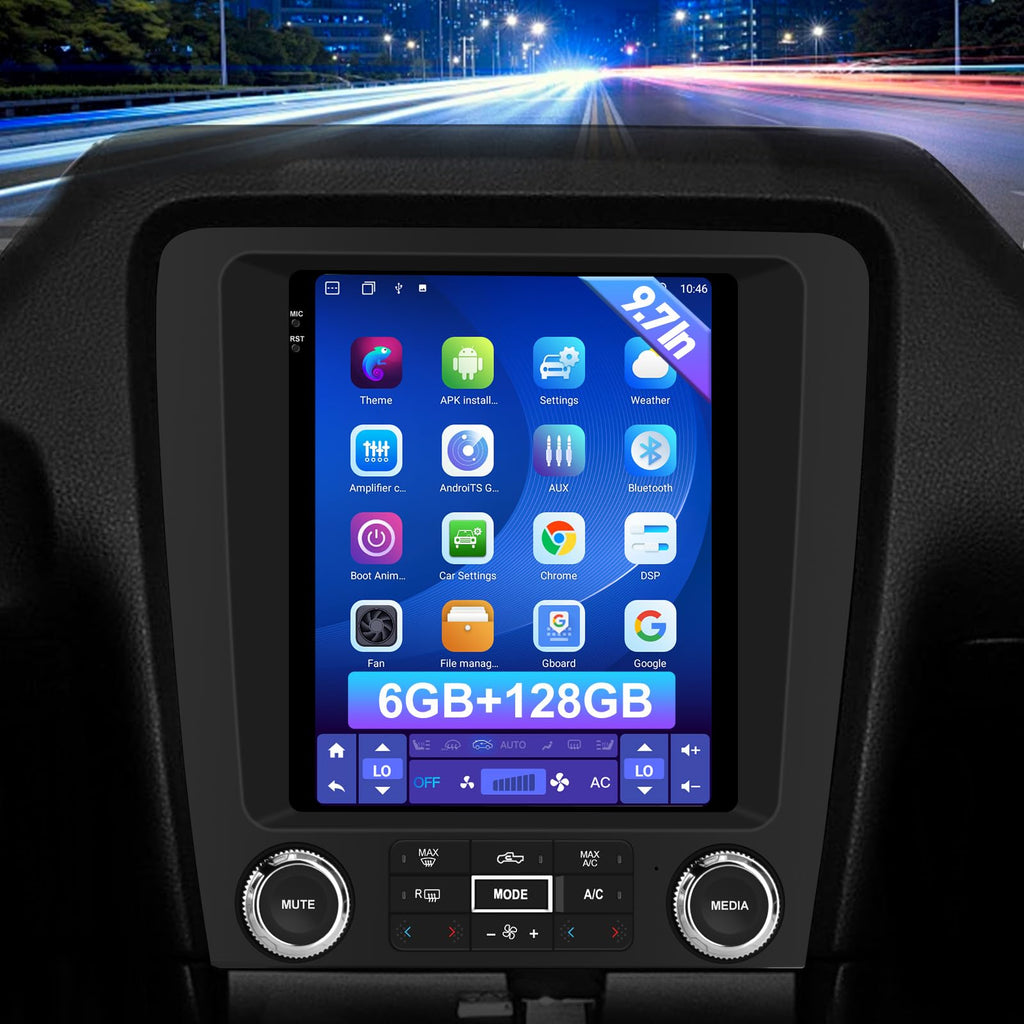 Android 13 Car Stereo Radio Compatible for Ford Mustang 2010-2014 Dual Screen Radio Upgrade,Wireless CarPlay Android Auto Head Unit Built-in DSP Bluetooth WiFi SWC MirrorLink [6G+128G]