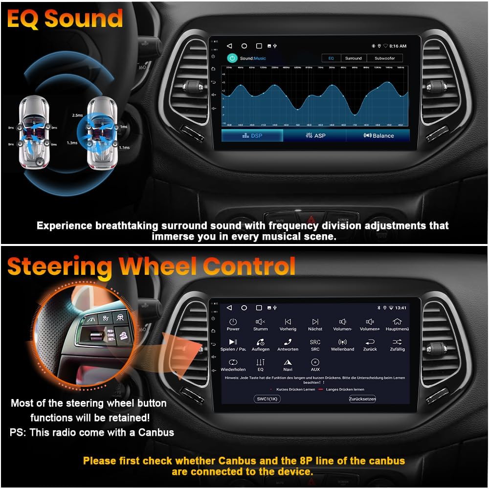 AWESAFE Android Car Stereo for Jeep Compass 2017 2018 2019 2020