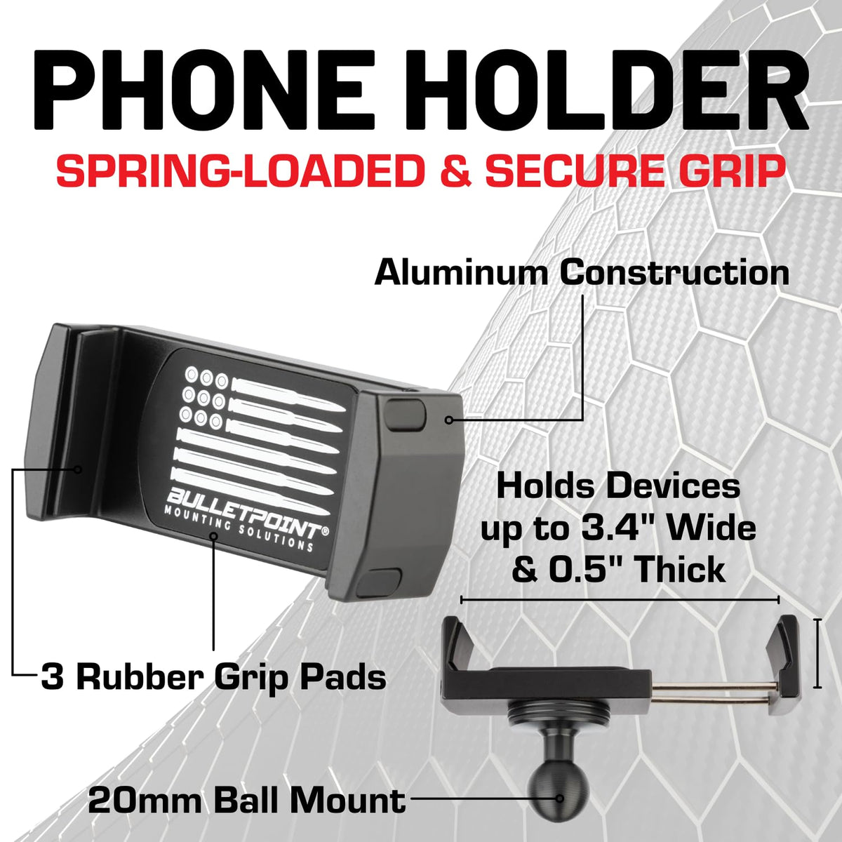 Bulletpoint RubiGrid Metal Dash Mount with 2 Phone Holders Bundle Compatible with 2023+ Chevrolet Colorado & GMC Canyon