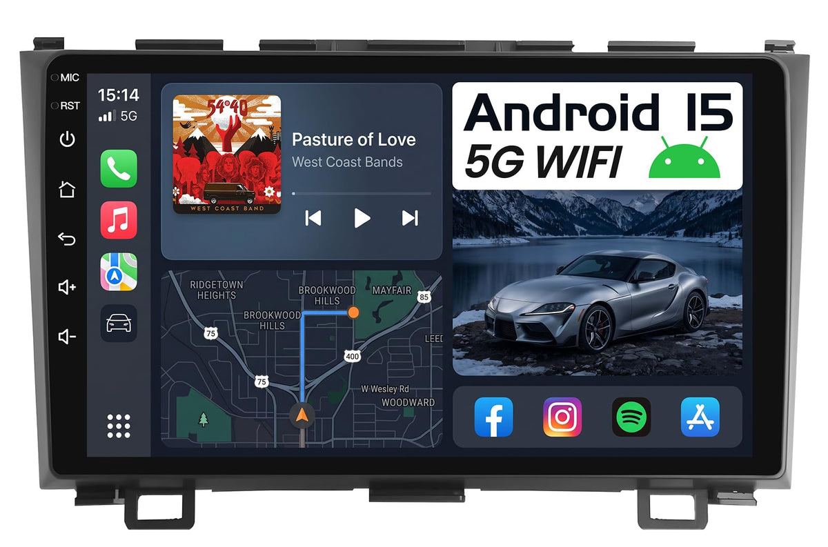 Upgrade 8 Core 4G+64G Car Radio Stereo for Honda CRV 2007-2011:9" 1280 * 800 HD Touch Screen Head Unit, Wireless Carplay Android Auto 5G WiFi Bluetooth AM FM GPS Backup Camera SWC