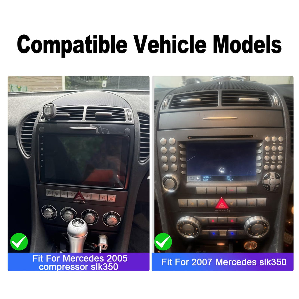 9 Inches Android 13.0 Stereo Radio Fit for SLK280 SLK350 SLK55 2004-2010 HD Touch Double Din Radio Stereo Car with Wireless with carplay/Android Auto | HD Backup Camera | WiFi | BT | FM | Mirror Link