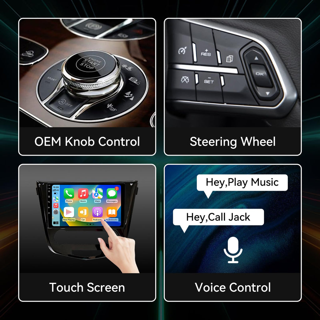 Android 14 Car Stereo Radio Compatible with Nissan Rogue 2014 2015 2016 2017 2018 Manual AC Wireless CarPlay & Android Auto AHD Backup Camera Upgrade 10.1" Touch Screen GPS SWC WiFi Bluetooth 2+64G