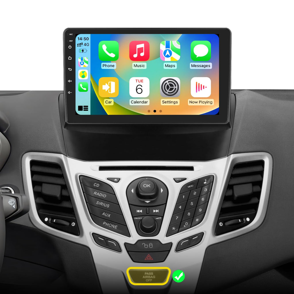 Android 14 Car Radio Stereo for Ford Fiesta (2009-2016), 2+64GB GPS Navigation Head Unit 9 inch 1280 * 720 Touchscreen with Carplay/Android Auto Bluetooth DSP SWC TPMS WiFi USB