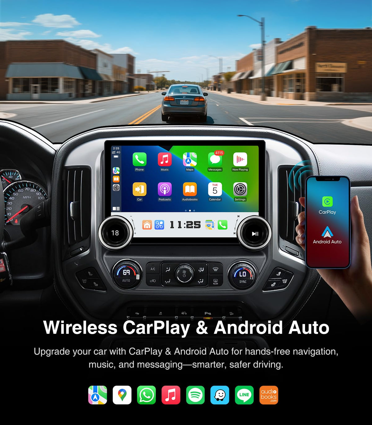 AINAVI Car Stereo for Chevy Silverado GMC Sierra 2014-2018
