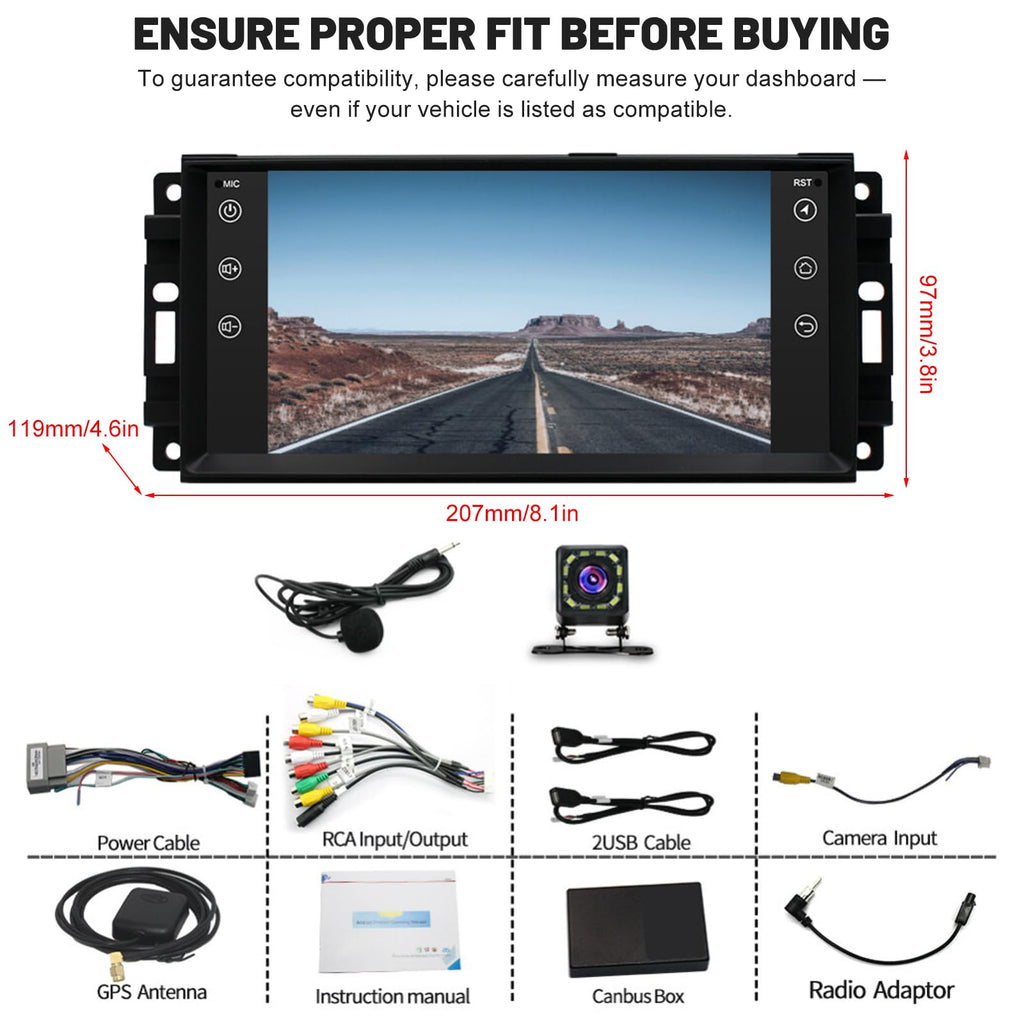 Car Stereo for Dodge Journey 2009-2010 Radio 7Inch CarPlay Bluetooth GPS