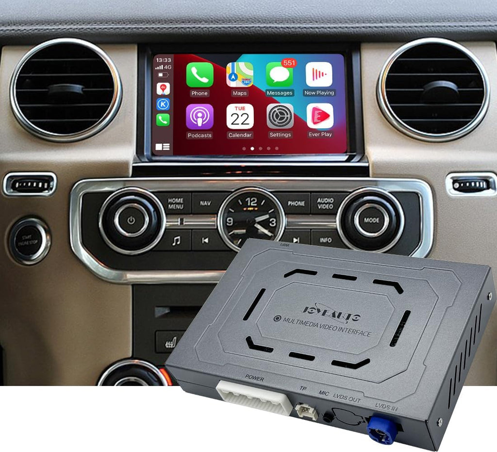 Wireless Carplay Retrofit Kit Decoder for Land Rover 2008-2012(Depend on Main menu), Original Screen Update, Support Android auto, Maps, Mirroring, Rear Camera, USB Drive