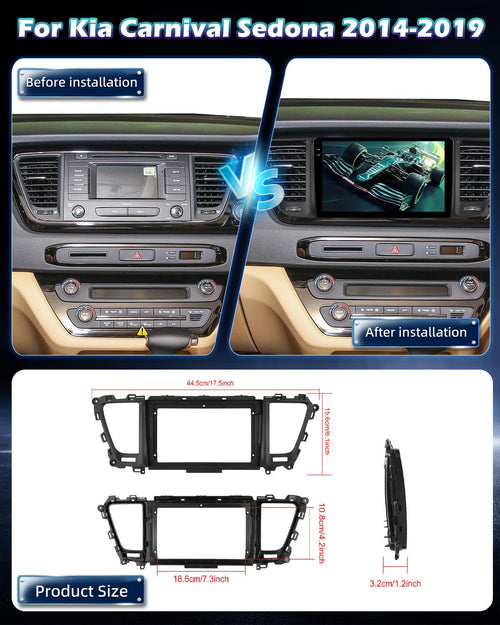 4G+128G Car Stereo for Kia Carnival Sedona 2014 2015 2016 2017 2018 2019 with Wireless Carplay & Android Auto - 9 Inch Android 15 Touchscreen Radio with EQ/5G WiFi/GPS/SWC, AHD Rear View Camera