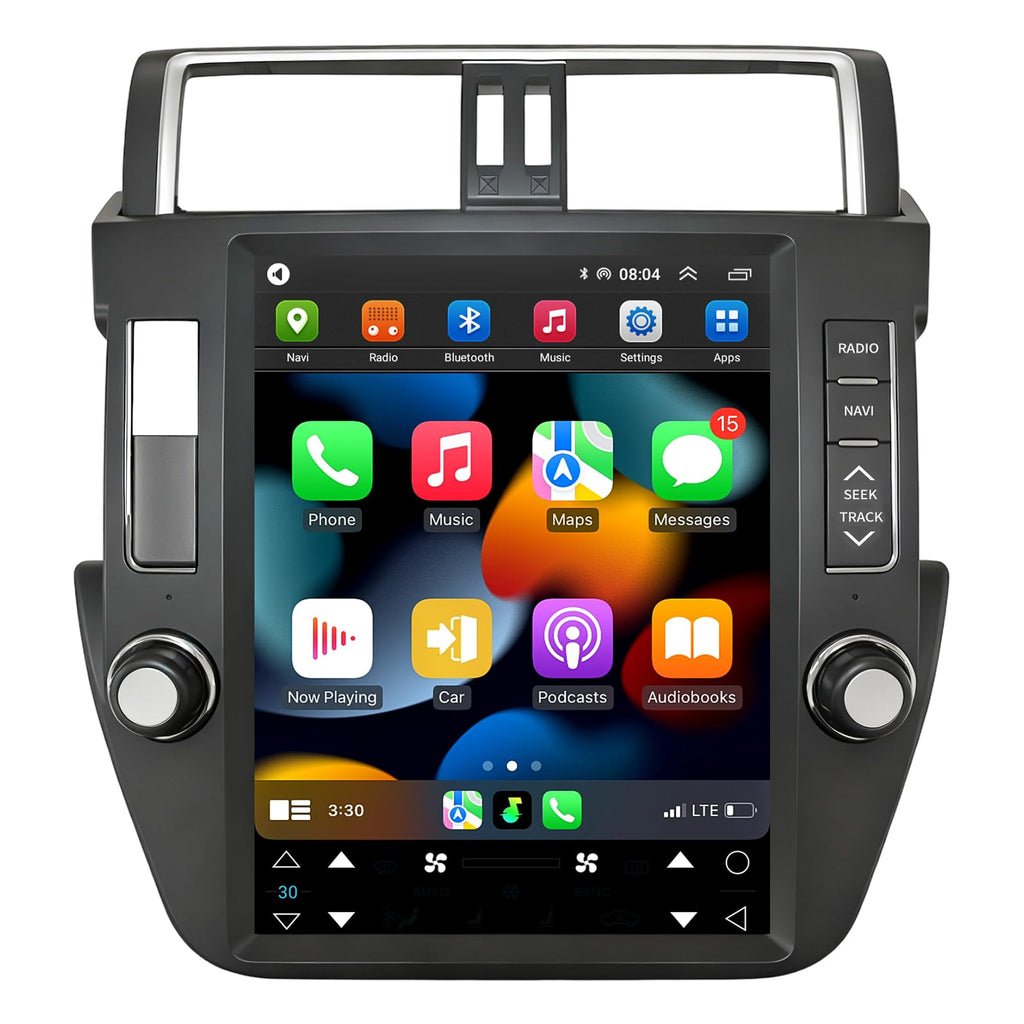 Car Radio Stereo for Toyota Land Cruiser Prado 2010 2011 2012 2013, 12.1 inch Touchscreen Wireless Carplay & Android Auto Tesla Style Headunit Upgraded with Bluetooth GPS Navi SWC WiFi FM DSP Camera