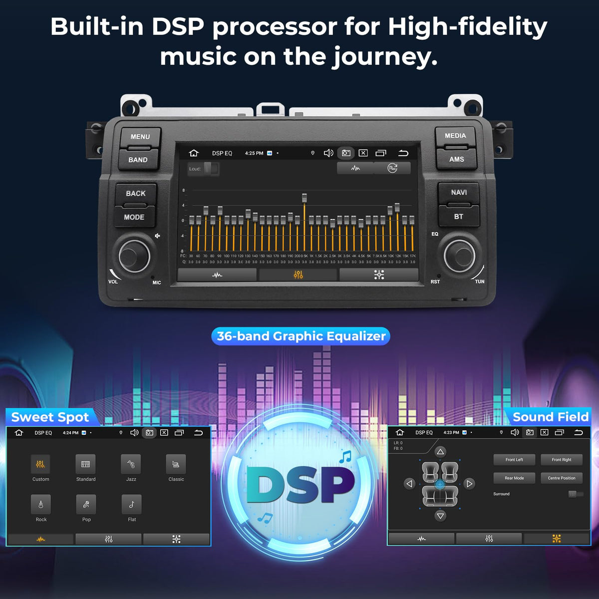SWTNVIN Car Radio for BMW 3 Series E46 M3 Rover MG ZT 1999-2005 Android 14 CarPlay & Android Auto Stereo Built-in 4G LTE 5.0 WiFi DSP Bluetooth5.0 GPS SWC Octa-core 6GB RAM 64GB ROM (No DVD)