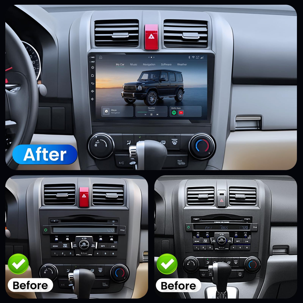 Upgrade 8Core 4G+64G Car Radio Stereo for Honda CRV 2007-2011: 1080P Backup Camera SWC Android 15 9" 1280 * 800 HD Touch Screen Wireless Carplay Android Auto 5G WiFi Bluetooth 5.0 AM FM GPS