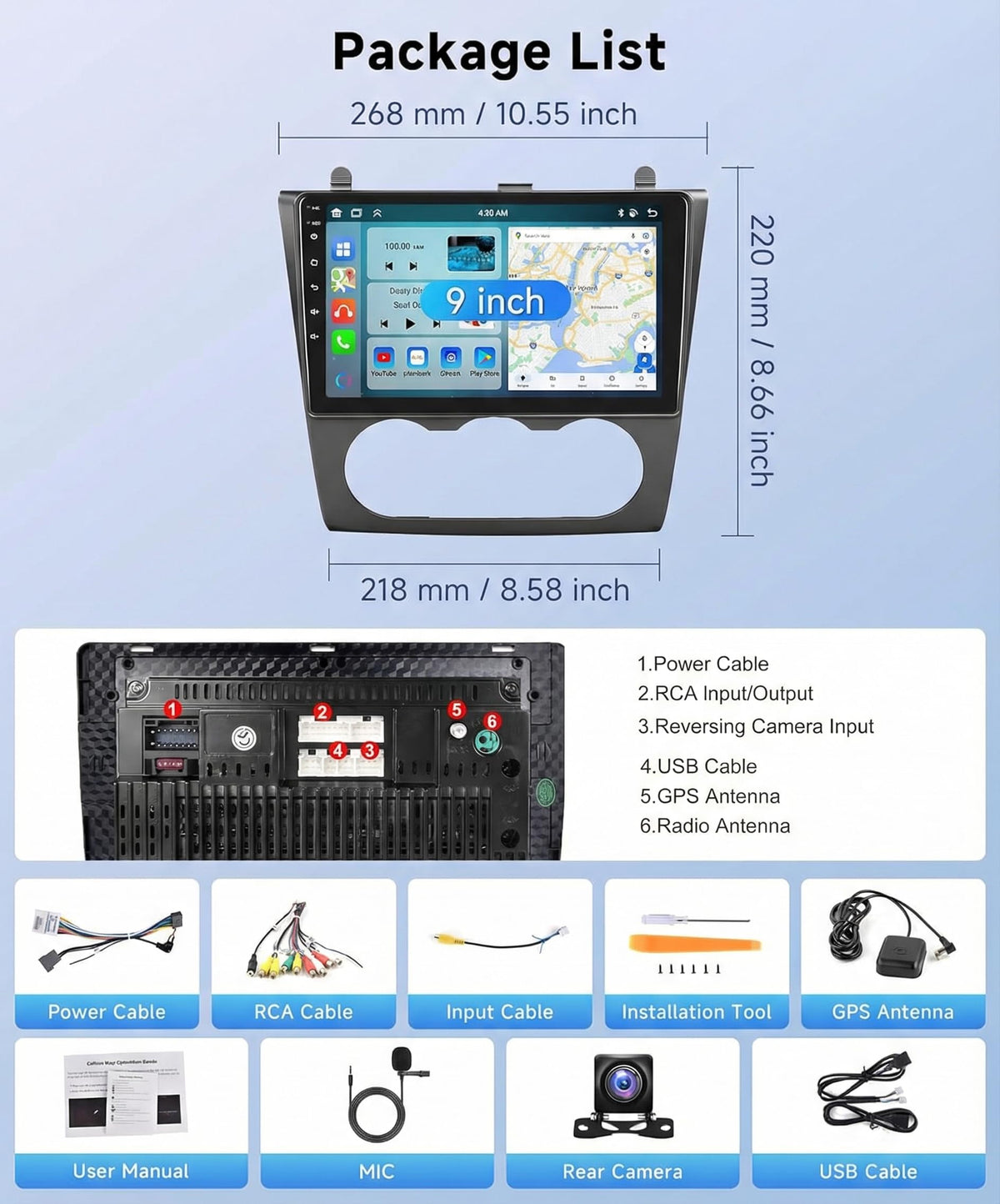 8Core 6+128G Android 15 Car Stereo for Nissan Altima 2008-2012 (Manual A/C)