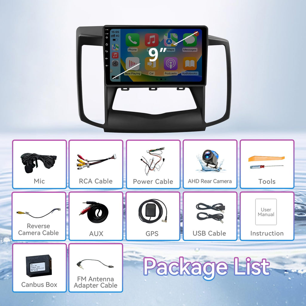Android 14 Car Radio Compatible with Nissan Maxima 2009-2014.9" Touch Screen Car Stereo with Wireless Carplay Android Auto,Multimedia Receiver with GPS Bluetooth ＆ Backup Camera
