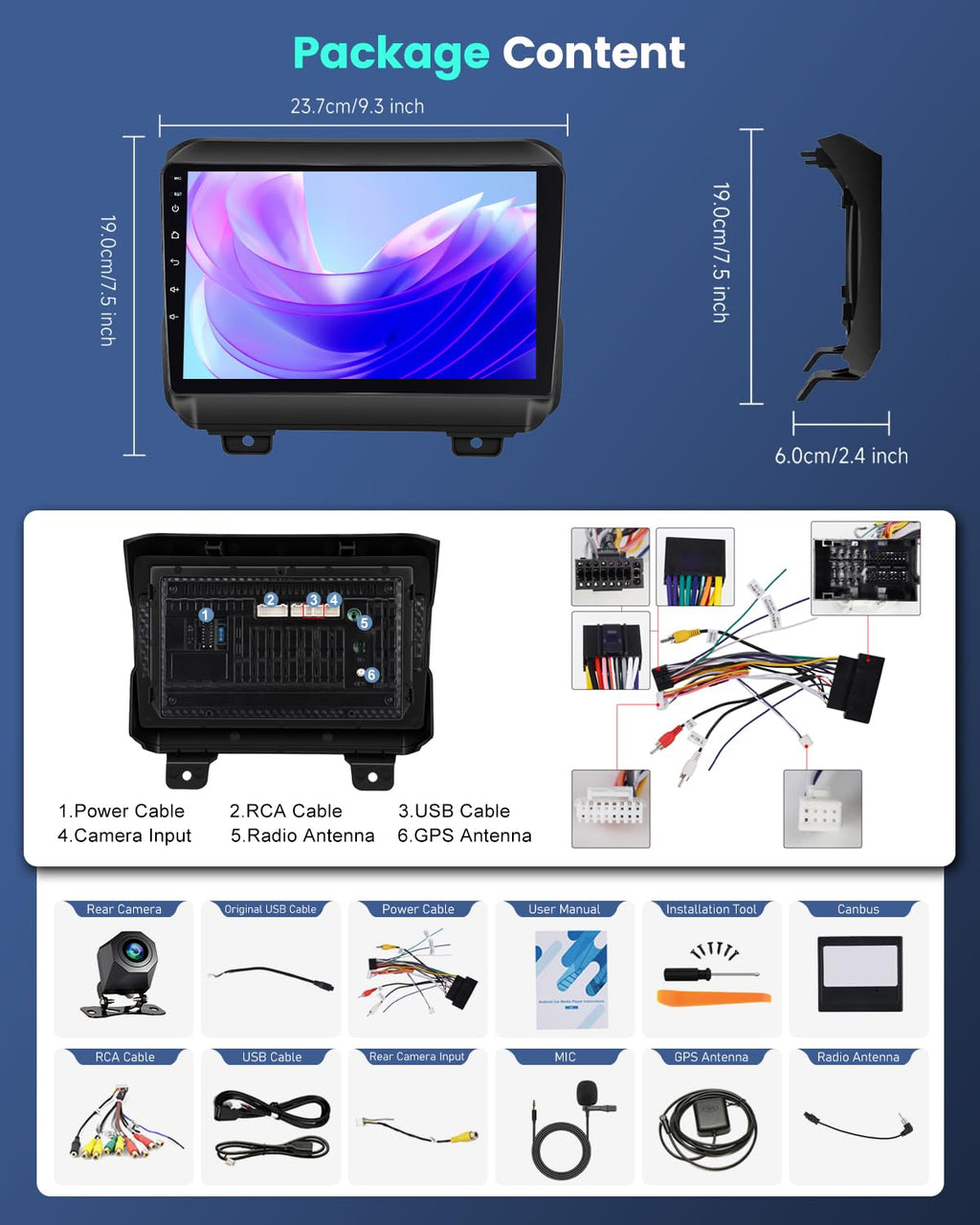 4+64G Car Stereo for Jeep Wrangler JL 2018-2021 & Gladiator JT 2020-2021
