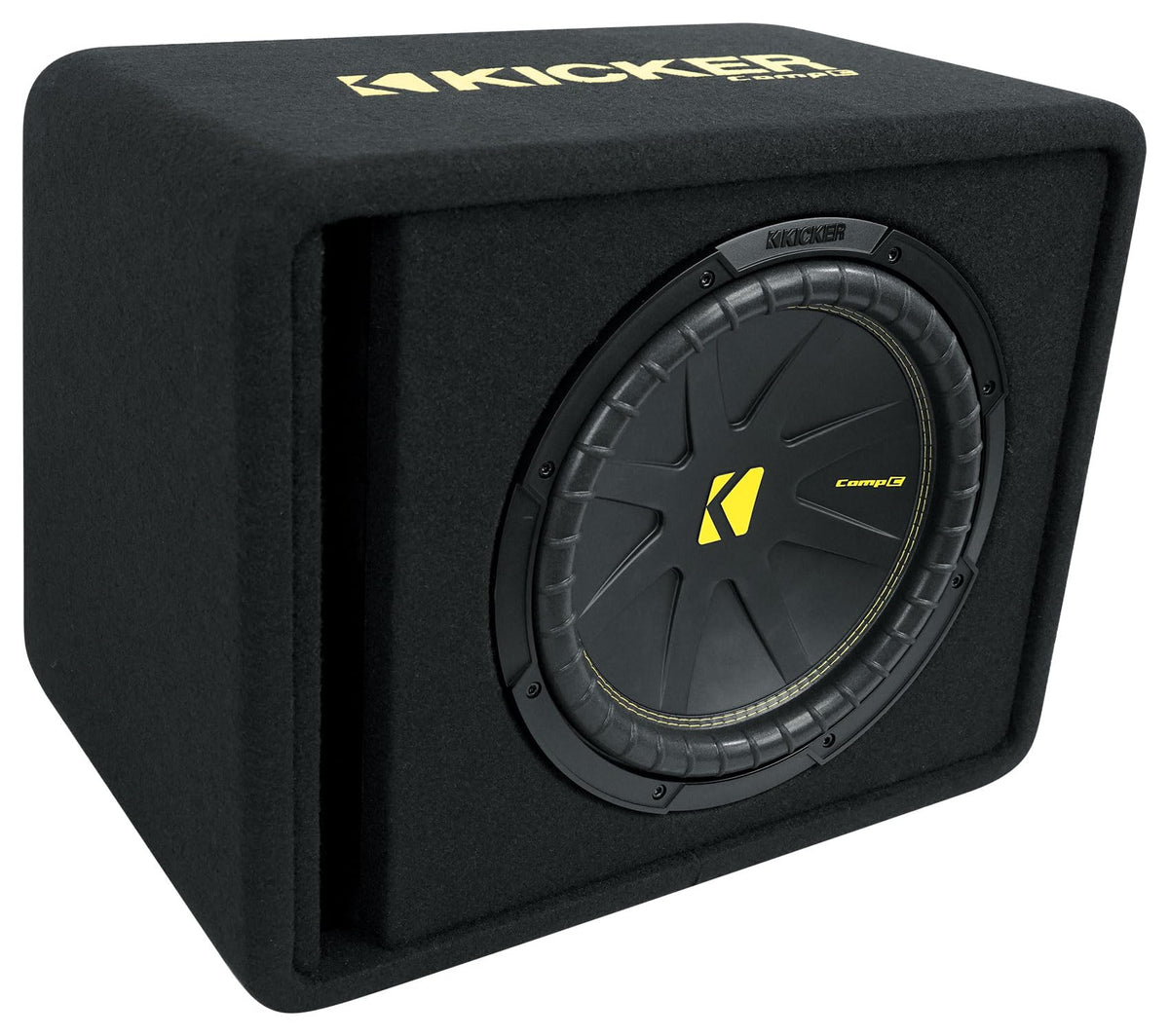 KICKER 50VCWC122 CompC 12" Subwoofer in Vented Sub Box Bundle with Rockville Amplifier+Amp Kit VCWC122 (3 Items)