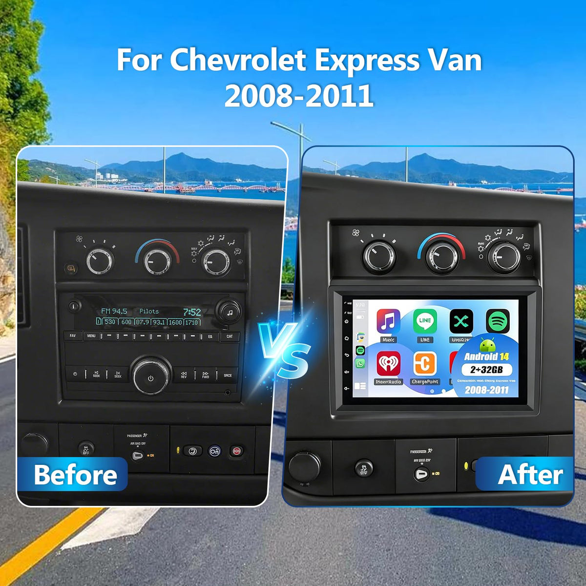 4G+64G Car Radio for Chevy Express Van 2008-2011 with 10 Inch Touch Screen