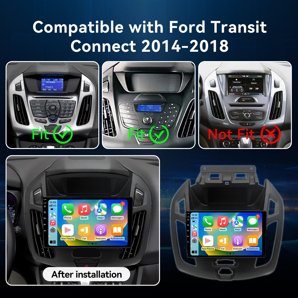 Car Radio Compatible with Ford Transit Connect 2014-2018, Wireless CarPlay