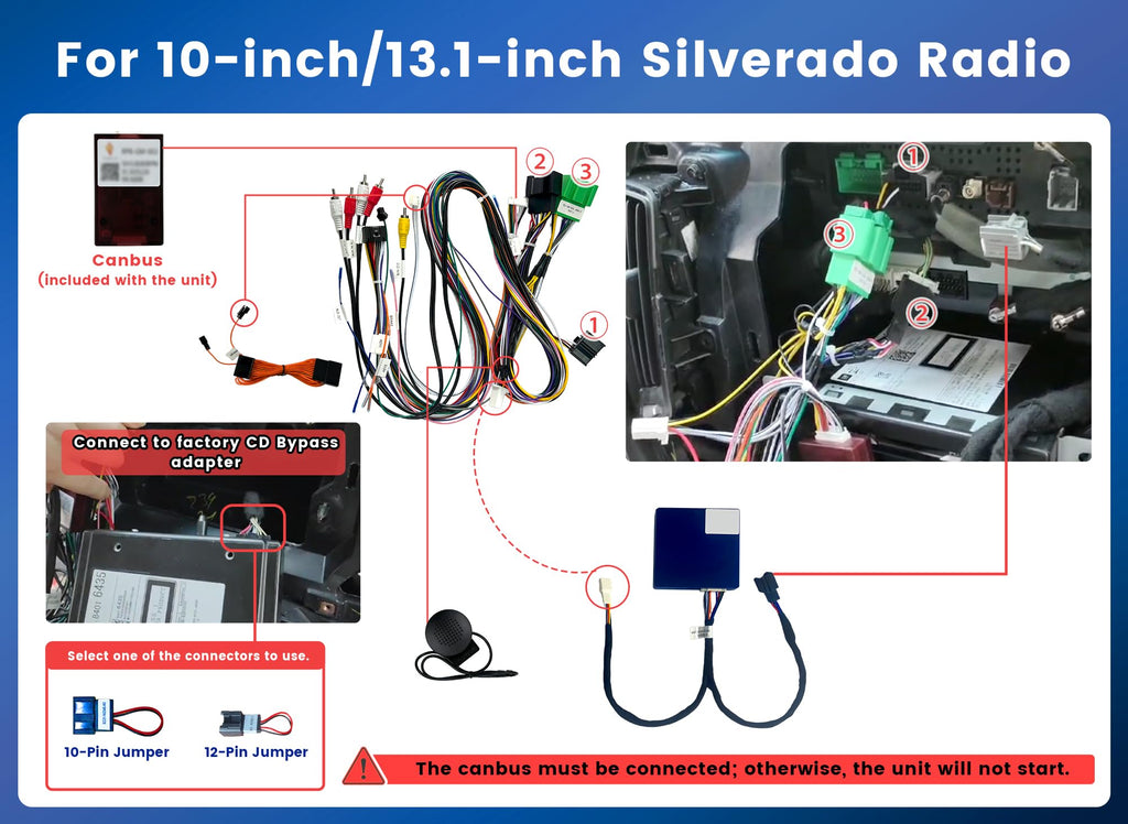 Audio System Adapter Optic Fiber Box for Chevy Silverado GMC Sierra 2014-2018 Original with Bose, Supplementary Wiring Harness for 10Inch, 13.1Inch, 12.1Inch Aftermarket Silverado Radio