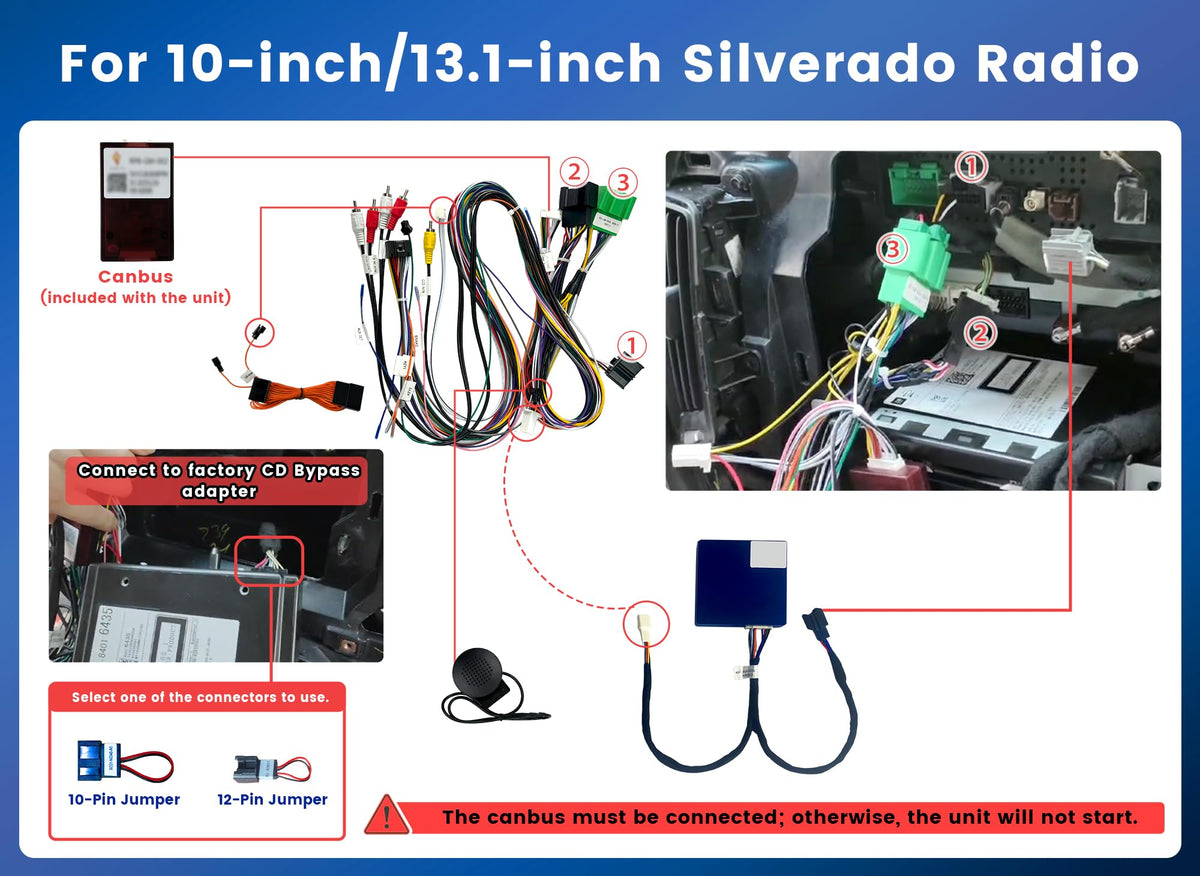 Audio System Adapter Optic Fiber Box for Chevy Silverado GMC Sierra 2014-2018 Original with Bose, Supplementary Wiring Harness for 10Inch, 13.1Inch, 12.1Inch Aftermarket Silverado Radio