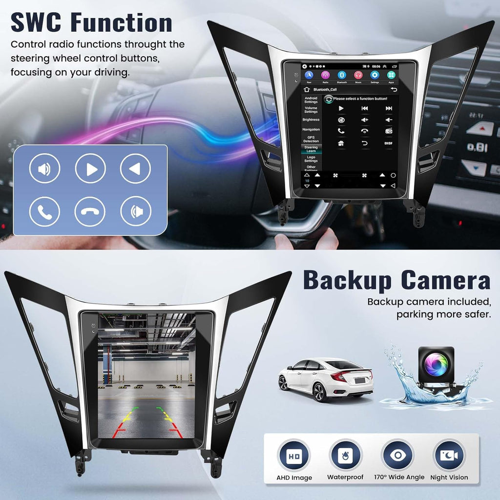 Android 15 Car Stereo Radio for Hyundai Sonata 2011-2015 9.7inch Touchscreen with Wireless Carplay Android Auto GPS Navigation, WiFi, Bluetooth, FM/RDS Radio, HiFi, SWC+Rear Camera (2+32G)