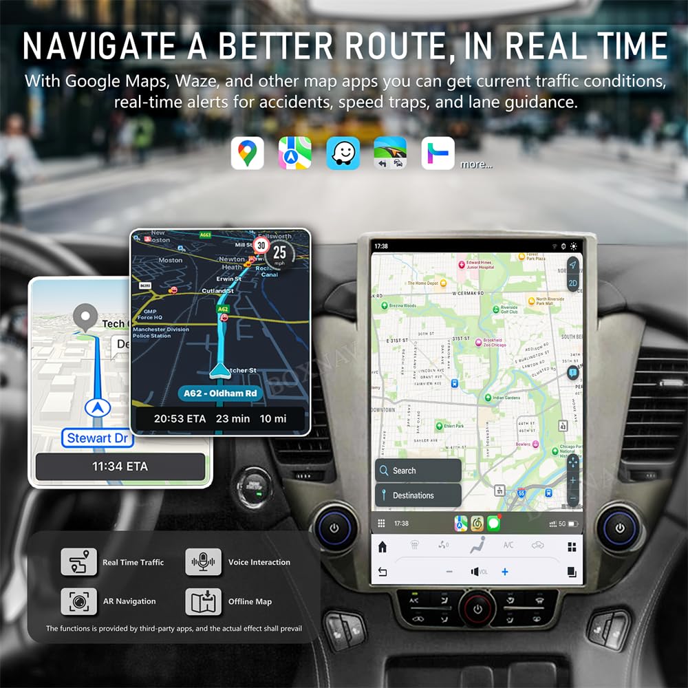 15.6 Inch Touch Screen Car Radio for Chevrolet Suburban Tahoe GMC Yukon 2014-2020 Upgrade Stereo Replacement Head Unit Multimedia Player Carplay Android Auto GPS Navigation (OEM 4.2 Inch Screen)