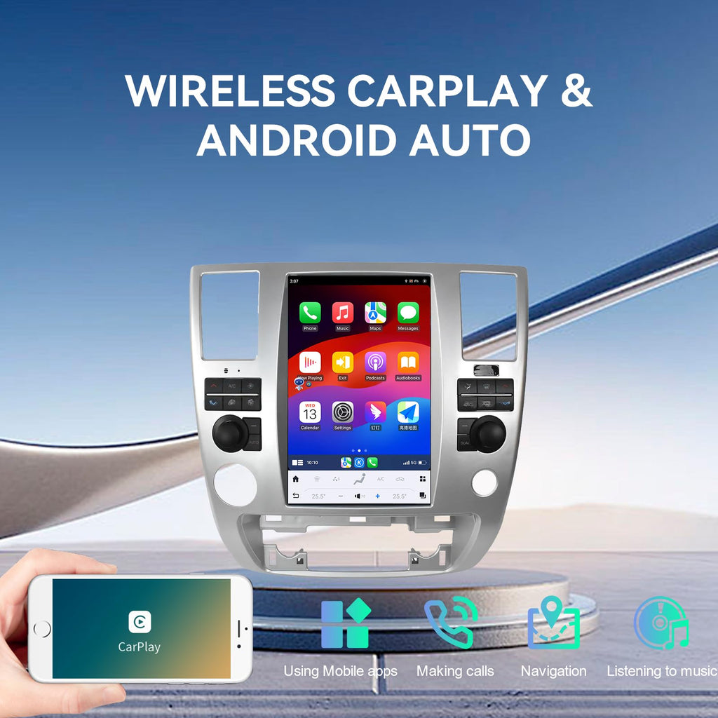 12.1 inch Vertical Touch Screen Car Radio for Nissan Armada Infiniti QX56 2008-2012 Carplay Multimedia Player GPS Navigation Stereo (Silver, 8+256GB)