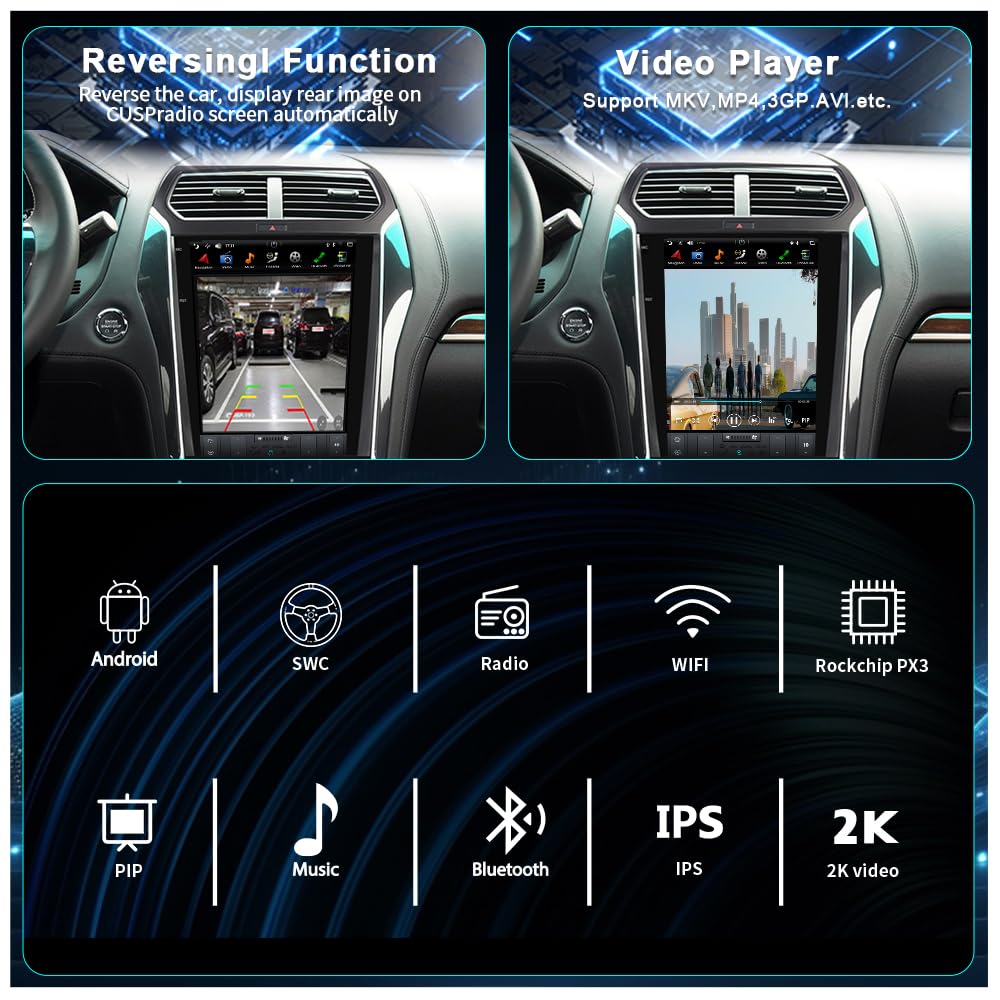 12.1-Inch Radio for Ford Explorer 2011-2019, Android Car Stereo Head Unit