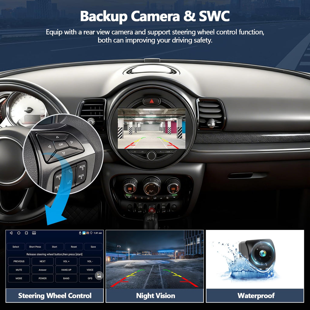 CAMECHO 4+64GB Car Radio Stereo for BMW Mini Cooper F55 F56 2014-2019 Android 15 CarPlay Android Auto 9" 1280 * 720 Touch Screen Head Unit with Bluetooth 5.0 32EQ GPS WiFi FM Backup Camera (Low-End)