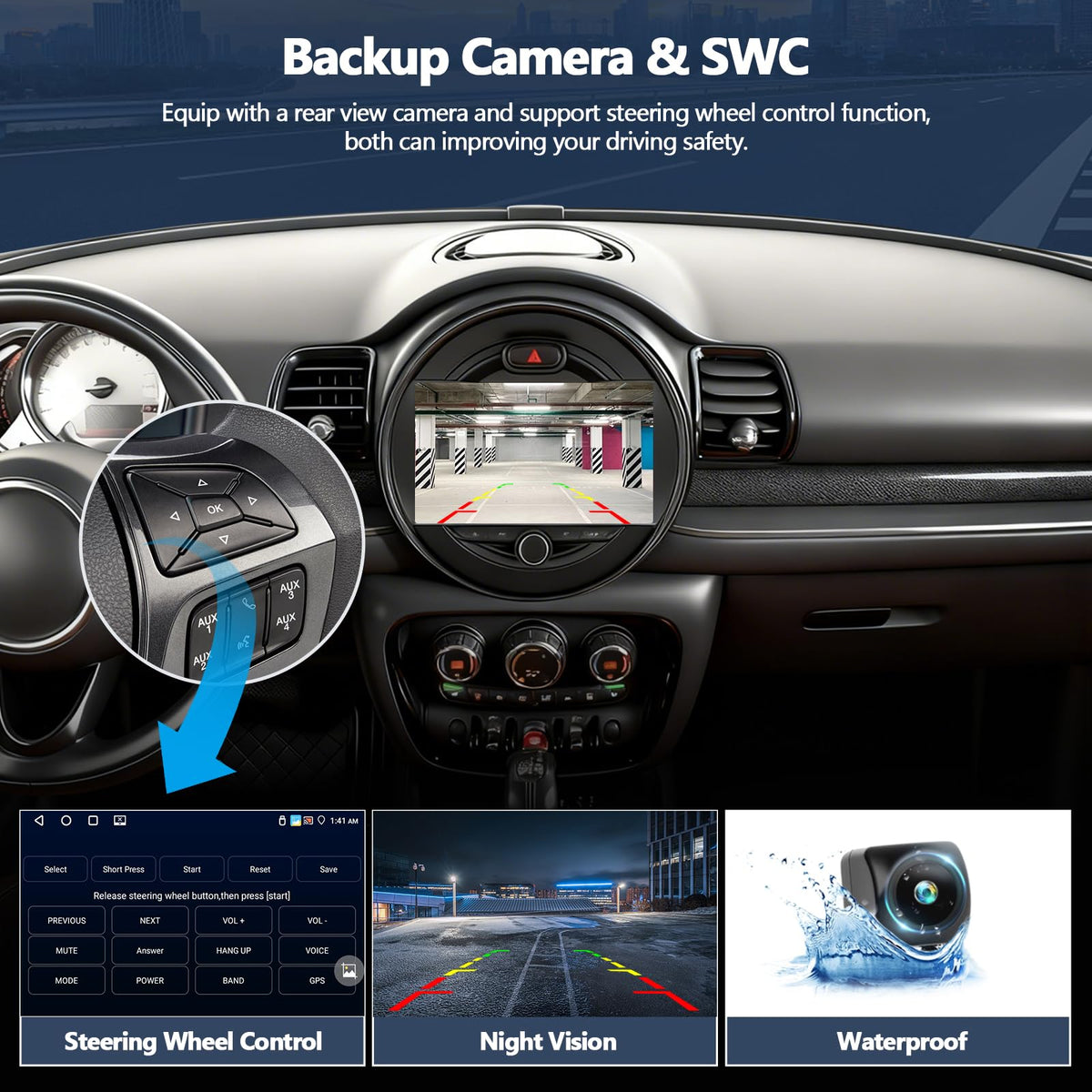 CAMECHO 4+64GB Car Radio Stereo for BMW Mini Cooper F55 F56 2014-2019 Android 15 CarPlay Android Auto 9" 1280 * 720 Touch Screen Head Unit with Bluetooth 5.0 32EQ GPS WiFi FM Backup Camera (Low-End)