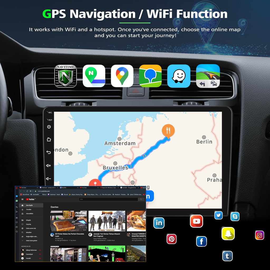 Car Stereo Radio for GMC Sierra 1500 2500 2007-2013 with Wireless Carplay & Android Auto,9.7 Inch Car Audio Receiver GPS Navigation Unit with Bluetooth Head Unit Backup Camera WiFi SWC- 2G+32G