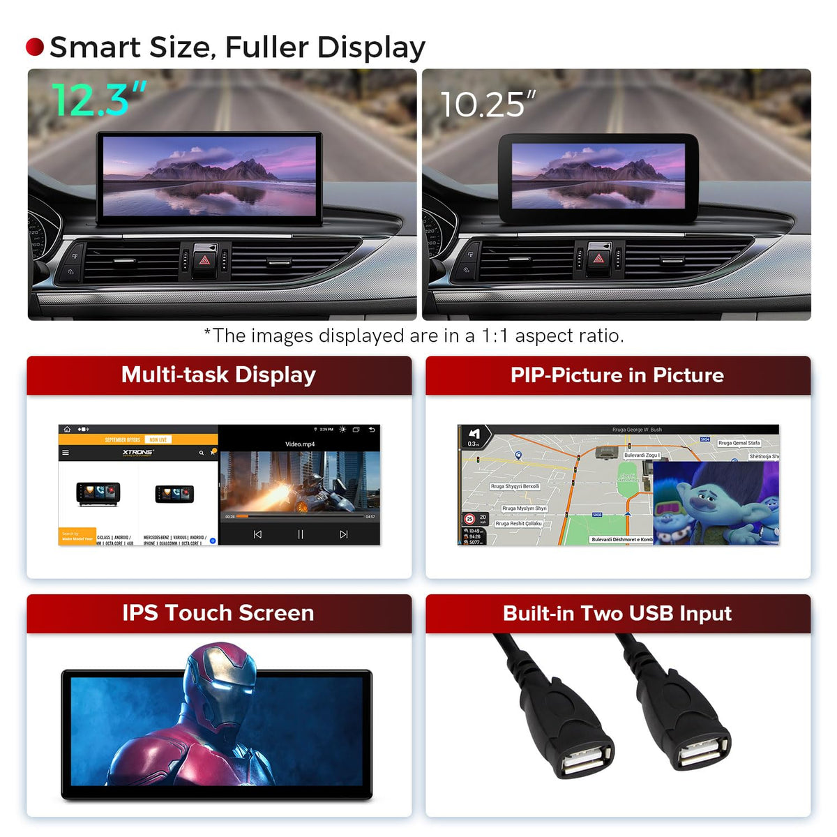 XTRONS 12.3 Inch Android 13 Car Stereo for Audi A6 A7 RS6 RS7 S6 S7 C7 (2012-2015) MMI 3G/3G+ System, IPS Touch Screen 4+64GB Global 4G Car Radio GPS Navigation Support Wireless CarPlay Android Auto