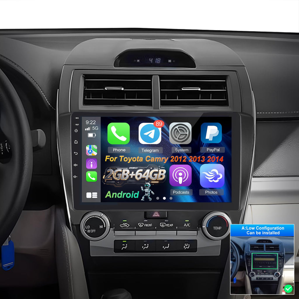 [Upgrade 4 Core 64G] Volxcereo Car Radio for Toyota Camry 2012 2013 2014