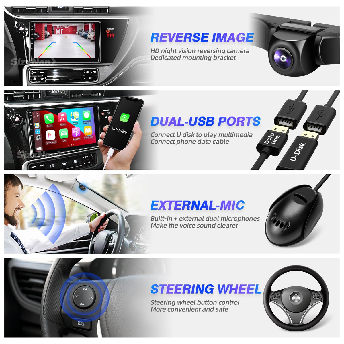 for Toyota Corolla 2017 2018 2019 L LE SE XLE XSE Radio Stereo Carplay Auto